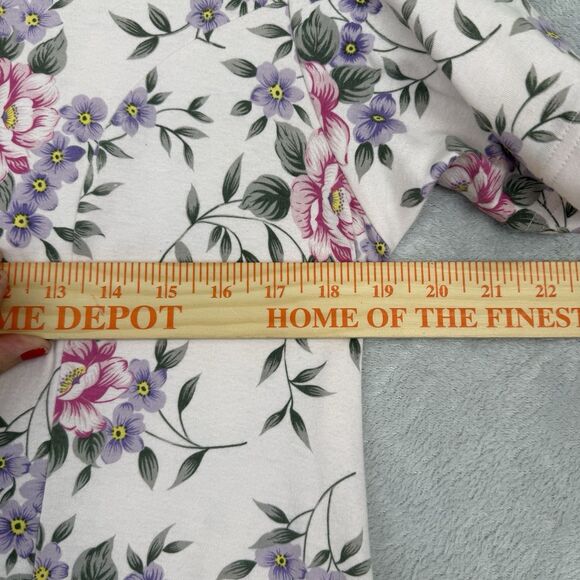 Vtg 90s Knit Maxi Dress Large Pink Floral Ties Cottage Modest Grandma Feminine - Picture 12 of 15